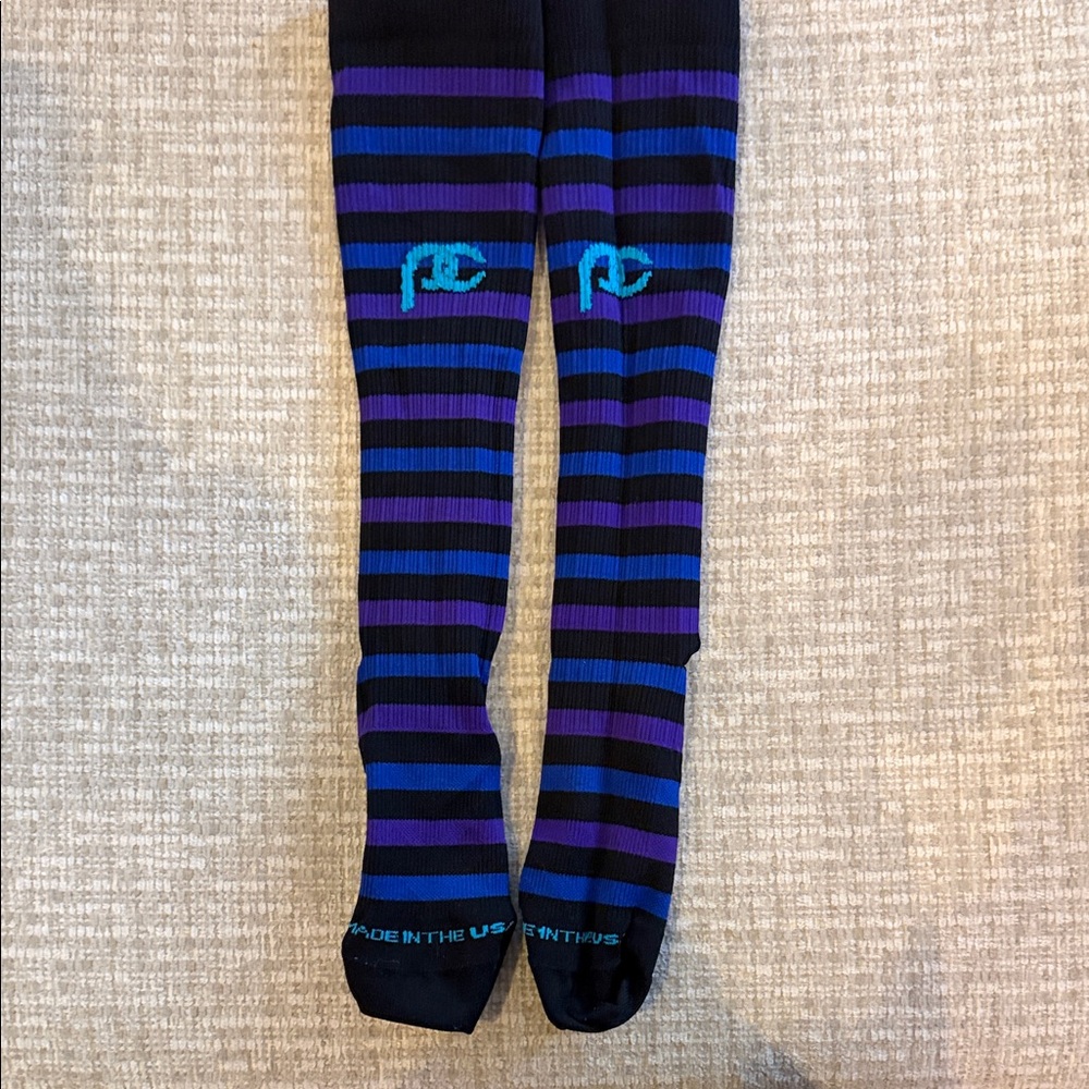 Purple and Blue Striped Women's Knee-High Socks